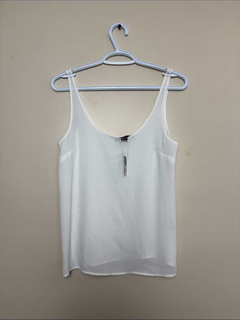 Primark White V-Neck Camisole with Delicate Strap size 4